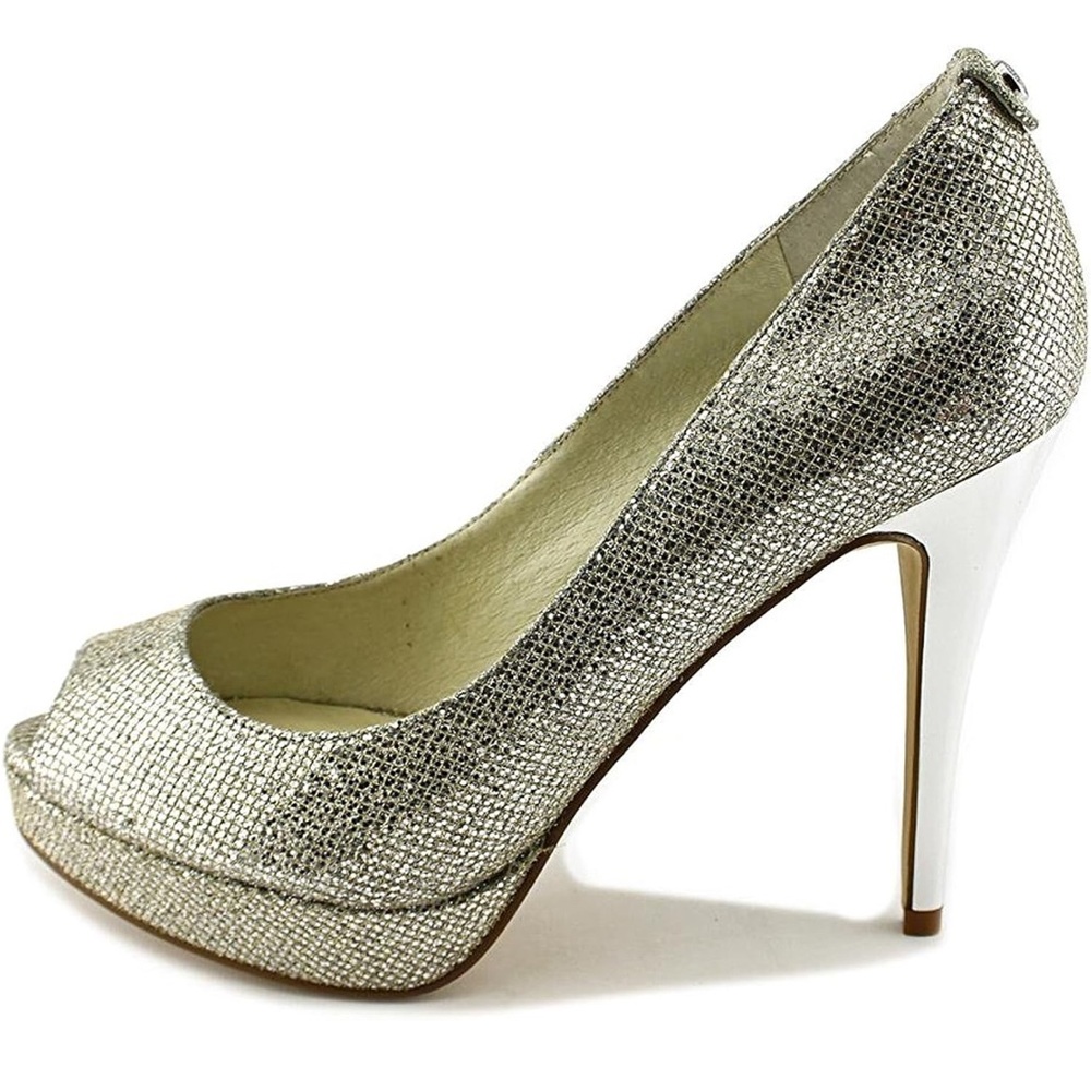 Michael Kors Silver High Heels with Peep-Toe and Stiletto Heel